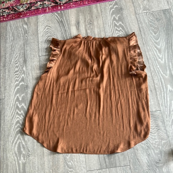 Women's Brown Ruffle Sleeve Top - Picture 6 of 6